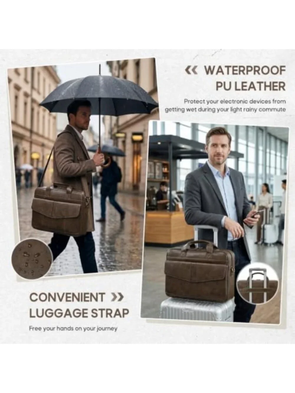Stylish PU Leather Messenger Bag for Men - 16